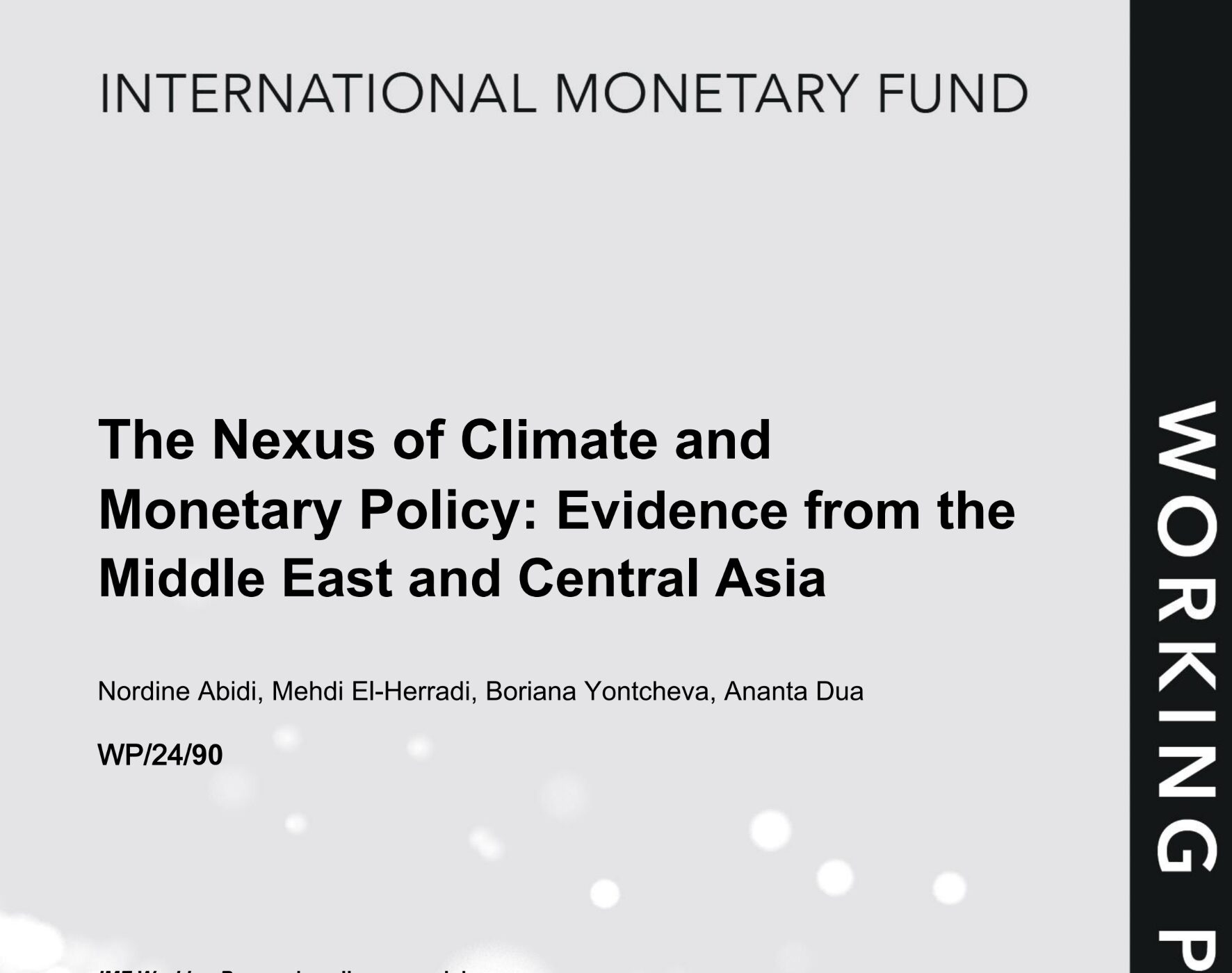The Nexus of Climate and Monetary Policy: Evidence from the Middle East and Central Asia [IMF Working Paper, 2024]